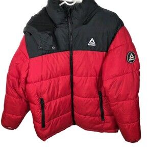 Vintage Reebok Men's Large  Red / Black Full Zip Puffer Jacket  RN#127805